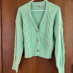 Chic Sage Green Cable Knit Cardigan